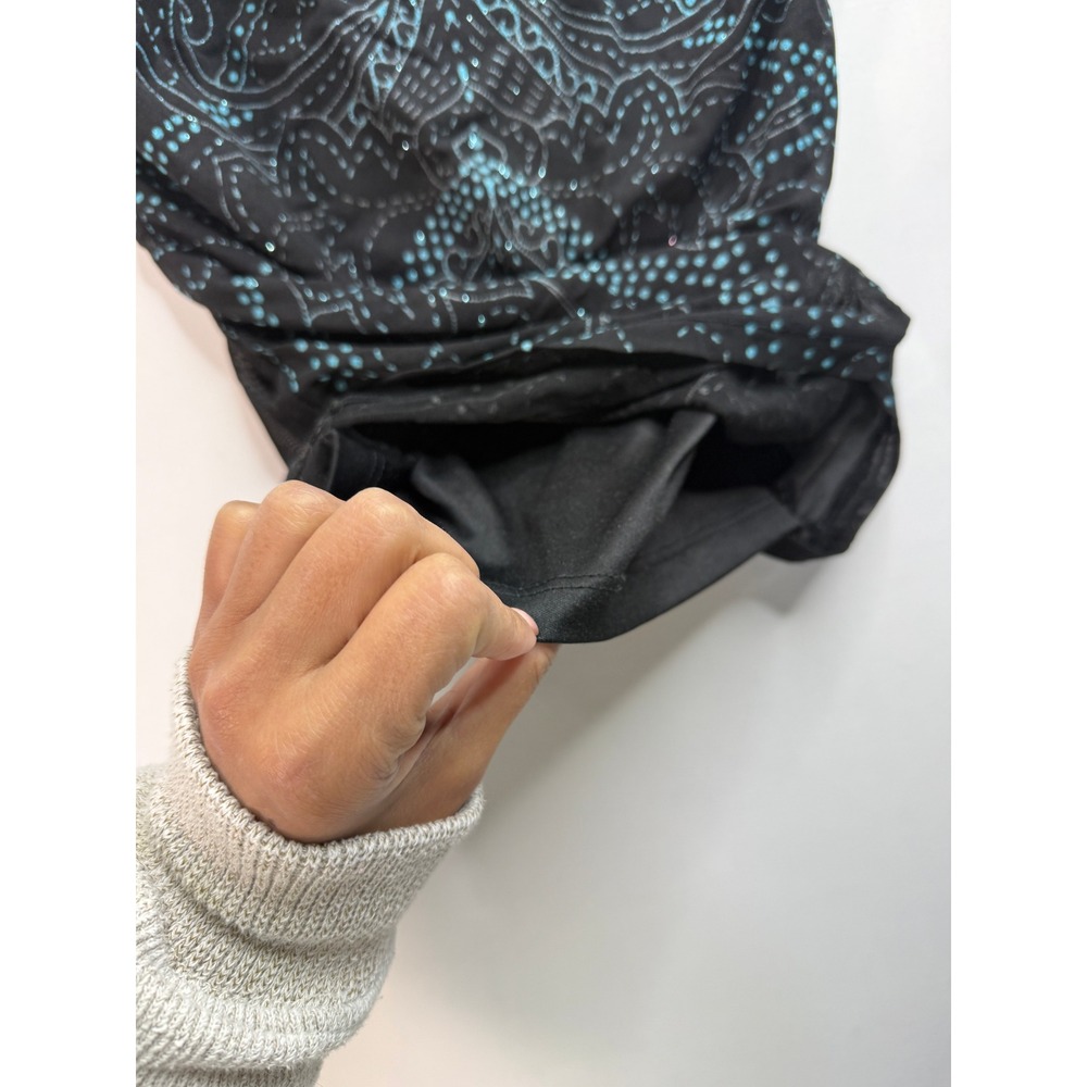 Y2K Vintage Rampage Mesh Tank Top Women's Small Black Blue Floral Dot Sleeveless - Picture 5 of 9